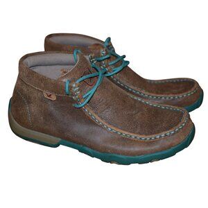 Twisted X Women's Chukka Driving Moc Brown Leather Shoe Moccasin Boots Size 5.5
